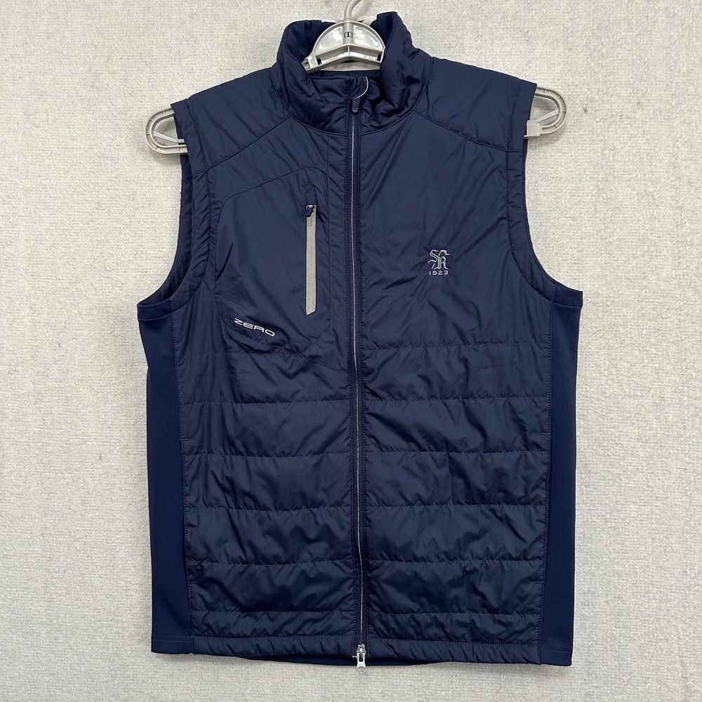 Zero Restriction Lightweight Hybrid Vest Men's Medium Blue Full Zip Quilted Logo